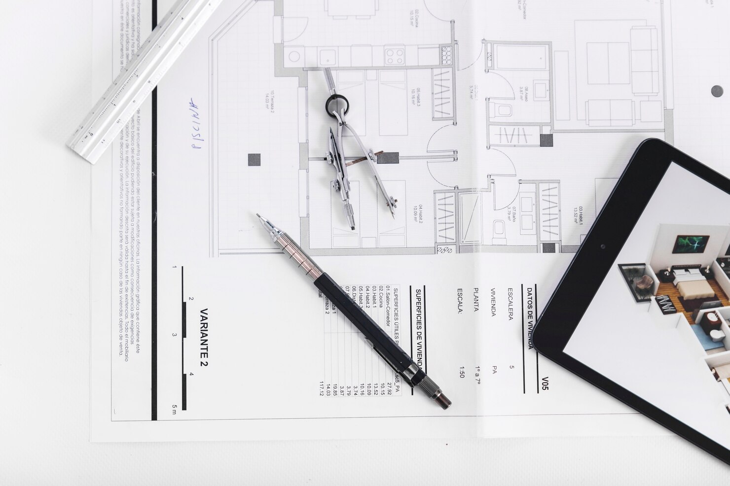 tableta primer plano herramientas dibujo blueprint 23 2147785553